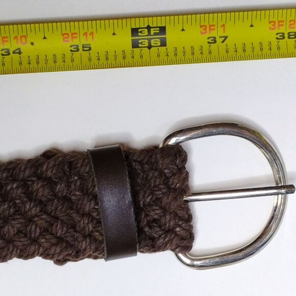 Brown Braided Belt with Silver buckle fits 28 in to 32 in waist - Picture 8 of 9